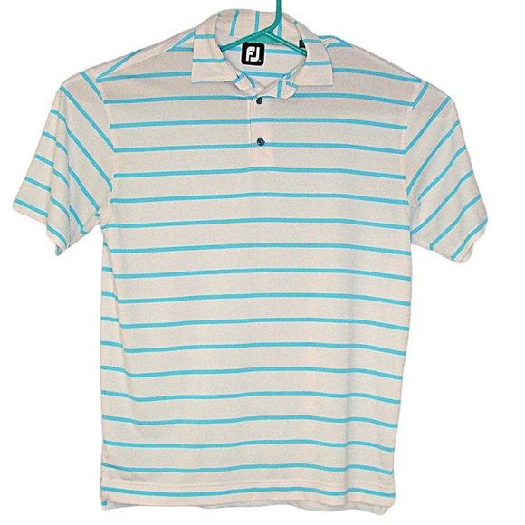 FootJoy Other - FootJoy FJ Mens Striped Golf Polo Shirt Royal Regina Golf Club White & Blue Sz L